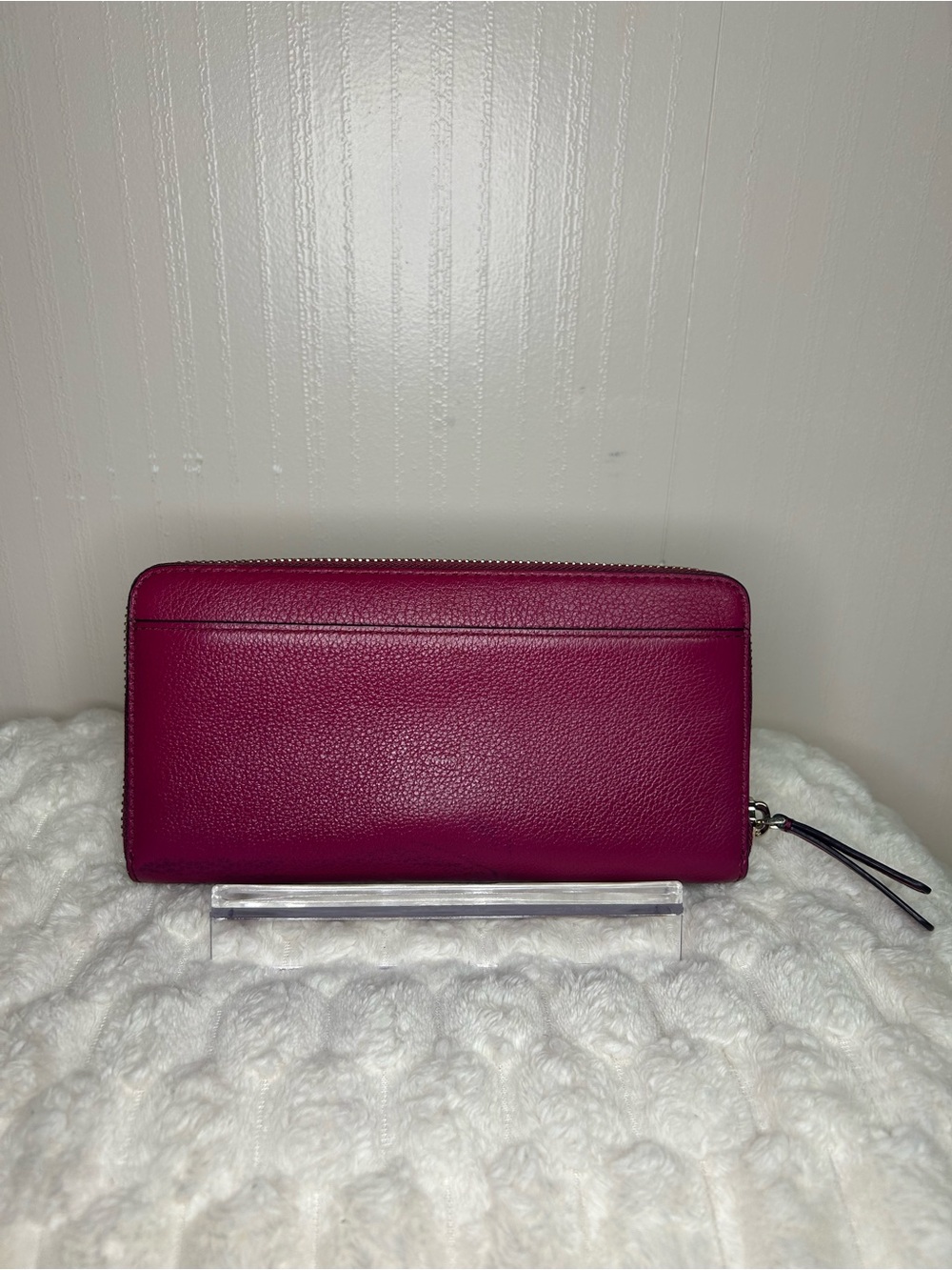 kate spade pebbled leather zip wallet in magenta - Picture 3 of 11